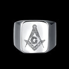 Stainless Steel Ring Mens Silver Plain G Flat Freemasonry B572