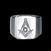 Stainless Steel Ring Mens Silver Plain G Flat Freemasonry B572