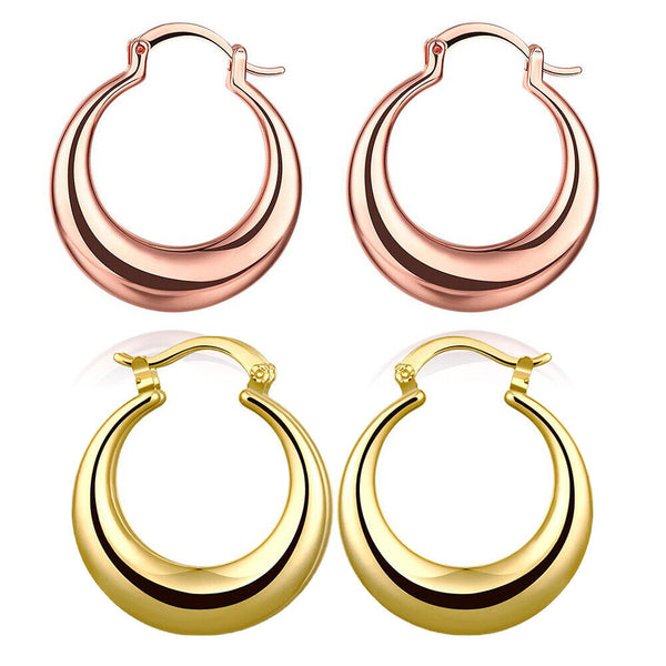 Rose Gold Latch Back Hoop Bali Earrings L125