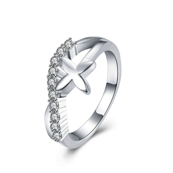 Sterling Silver Plated Fashion Ring AAA Zirconia Women B400