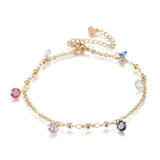 304 Stainless Steel Bracelet Cubic Zirconia Lobster Gold 8.5" 2mm  A79