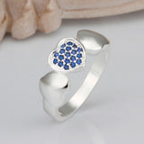 Sterling Silver Plated Blue Zirconia Heart Band Ring Size 8 B76