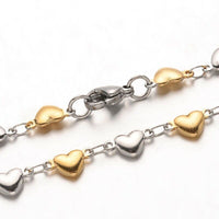 Stainless Steel Heart Bracelet Lobster Gold Silver 8" 9x4x2mm Z183