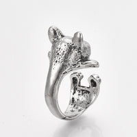 Cuff Ring English Bulldog Dog Pug Antique Silver Size 4 Adjustable 15mm P455