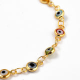 Evil Eye Bracelet Stainless Steel Lobster Gold 7-3/8 inches(18.8cm) Z144