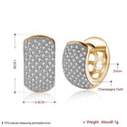 Yellow Gold Plated Earrings  Hoop Huggies AAA Zirconia  Latch Back Clasp L566
