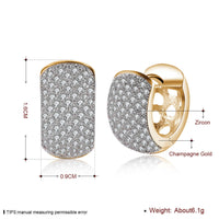 Yellow Gold Plated Earrings  Hoop Huggies AAA Zirconia  Latch Back Clasp L566