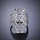Sterling Silver Plated Ring Plain Cocktail Women's Owl Animal B537