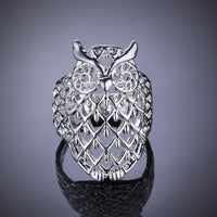 Sterling Silver Plated Ring Plain Cocktail Women's Owl Animal B537