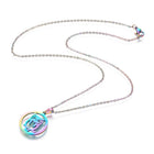 Stainless Steel Set Stud Earring Pendant Necklace Flat Round Owl 18" 10mm P7