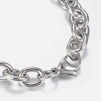 304 Stainless Steel Chain Bracelet Lobster Clasp Stainless Steel 7.8 8x2mm P285