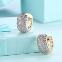 Yellow Gold Plated Earrings  Hoop Huggies AAA Zirconia  Latch Back Clasp L566