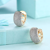 Yellow Gold Plated Earrings  Hoop Huggies AAA Zirconia  Latch Back Clasp L566