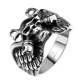 Stainless Steel Antique Gothic Biker Tribal Ring Black Men's Unisex Skull B179