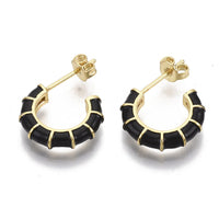 Earrings Hoop Earrings Enamel Earring Backs Bamboo Black 0.7mm Z430