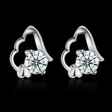 Sterling Silver Plated Earrings  Stud AAA Zirconia  Push Back Clasp L768