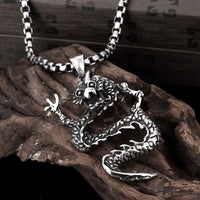 Stainless Steel Necklace Pendant Dragon Biker Gothic 23" 3.5MM Lobster B236