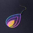 201 Stainless Steel Dangle Earrings Teardrop Multi-color 76x35mm  0.7mm P193