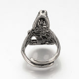 Alloy Finger Ring Wide B Ring Snake Antique Silver Size 7 Adjustable 17.5mm P411