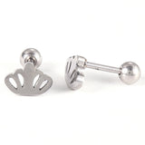 304 Stainless Steel Ear Plugs Ear Studs Crown Silver 5.5x8x2mm  1mm Z347