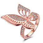 Rose Gold Plated Ring AAA Zirconia Butterfly B489