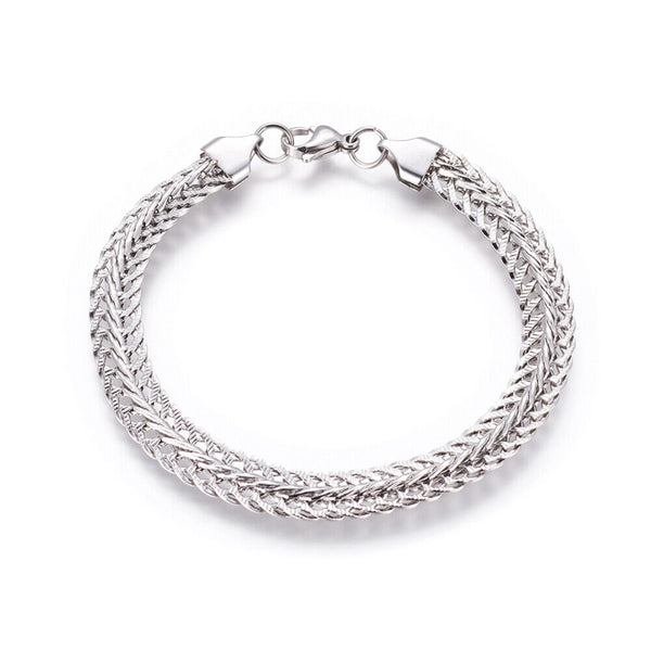 Stainless Steel Chain/Twisted Bracelet Lobster Silver 8.6" 22cm Z176