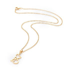 Stainless Steel Set Earring Pendant Necklace Cat Shape Gold 18" P847