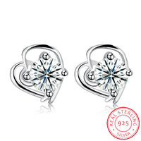 Sterling Silver Earrings  Stud AAA Zirconia  Push Back Clasp L751