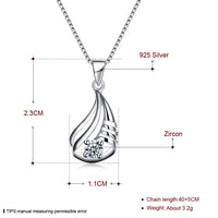 Sterling Silver Necklace Pendant Drop AAA Zirconia 18" 1MM Lobster Clasp B455