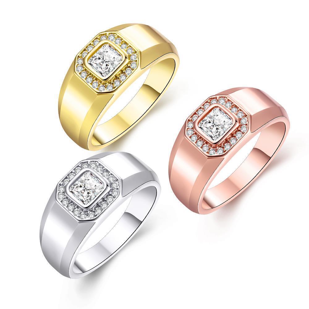 Rose Gold Platinum Plated Statement Ring AAA Zirconia Women B253