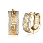 Platinum Plated Earrings Hoop Huggies AAA Zirconia Latch Back Clasp L544