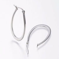 Stainless Steel Hoop Earrings Yellow Gold Silver 1.2" to 2.4" Pin 0.7x1mm  P563