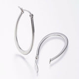 Stainless Steel Hoop Earrings Yellow Gold Silver 1.2" to 2.4" Pin 0.7x1mm  P563