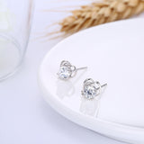 Sterling Silver Earrings  Stud AAA Zirconia  Push Back Clasp L751