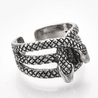 Alloy Cuff Ring Wide B Ring Snake Antique Silver Size 8 Adjustable 18.5mm P454