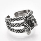 Alloy Cuff Ring Wide B Ring Snake Antique Silver Size 8 Adjustable 18.5mm P454