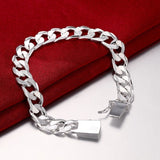 Sterling Silver Plated Bracelet Tongue Safety 8 Inches 10MM Pin Clasp L286