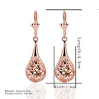 Rose Gold Filigree Teardrop Lever Back Drop Dangle Earrings L130