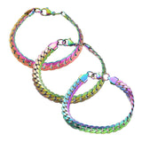 Stainless Steel Cuban Bracelet Lobster Multi-color 7" 6.3mm Z200