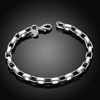 Mens Women'Unisex Sterling Silver Plated Bracelet Size 8 Inches 5MM Lobster L43