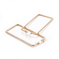 Simple Fashion Stainless Steel Hoop Earrings Geometrical Rectangle Gold A181