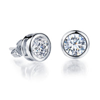 White Gold Plated Earring  Round AAA Cubic Zirconia 5mm Women's G256