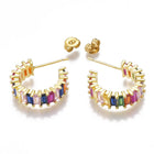 Cubic Zirconia Ear Studs Ear Nuts/Earring Backs Gold 16.5x5mm P350