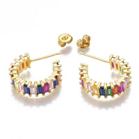 Cubic Zirconia Ear Studs Ear Nuts/Earring Backs Gold 16.5x5mm P350