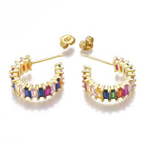 Cubic Zirconia Ear Studs Ear Nuts/Earring Backs Gold 16.5x5mm P350
