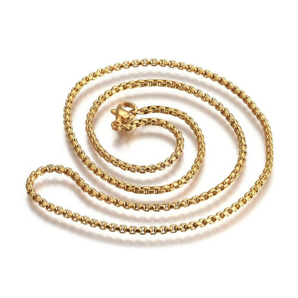 304 Stainless Steel Box Chain Necklace Lobster Gold 17" 2.0mm  A396