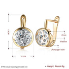 Yellow Gold Plated Earrings  Drop Dangle AAA Zirconia  Latch Back Clasp L576