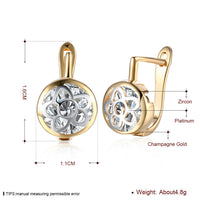 Yellow Gold Plated Earrings  Drop Dangle AAA Zirconia  Latch Back Clasp L576