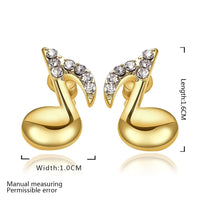 Gold Zirconia Stud Earrings Song Notes Melody L104