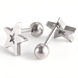 304 Stainless Steel Ear Plugs Ear Studs Star Silver 8.5x8.5x2mm  1mm Z348